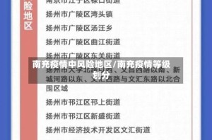 南充疫情中风险地区/南充疫情等级划分